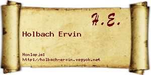 Holbach Ervin névjegykártya